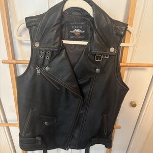 Harley Davidson women’s biker moto leather vest size S